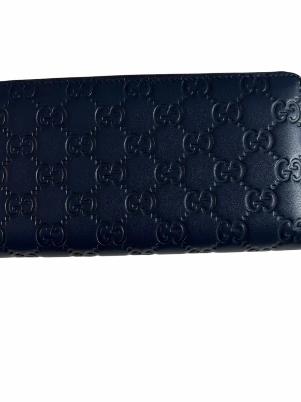 Gucci NAVY Embossed Embroidered Yankees Zip Around Wallet - Picture 7 of 14